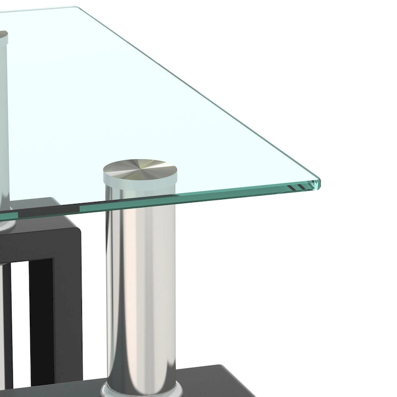 Table à thé moderne en verre trempé, table basse, table de bout carrée - 17.72L x 17.72 W x 20.5 H,