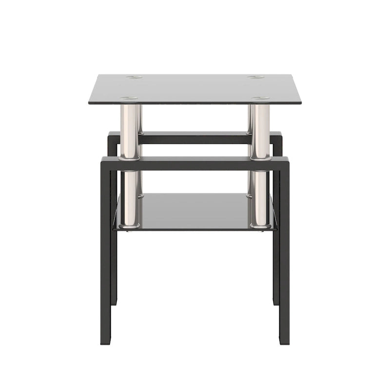 Table à thé moderne en verre trempé, table basse, table de bout carrée - 17.72L x 17.72 W x 20.5 H,