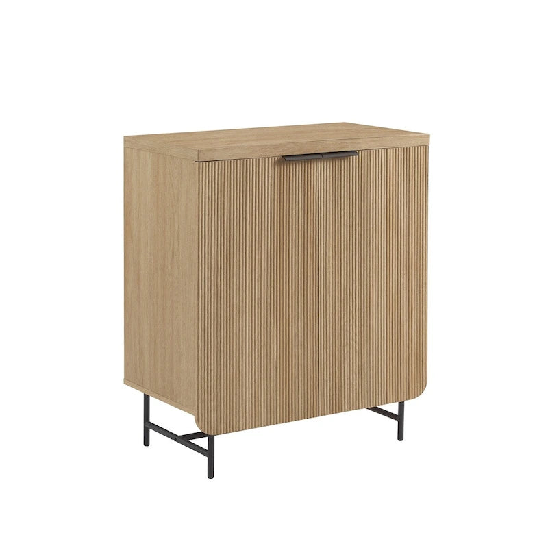 Console de rangement moderne scandinave à portes cannelées pour salon, chambre et bureau - chêne côtier