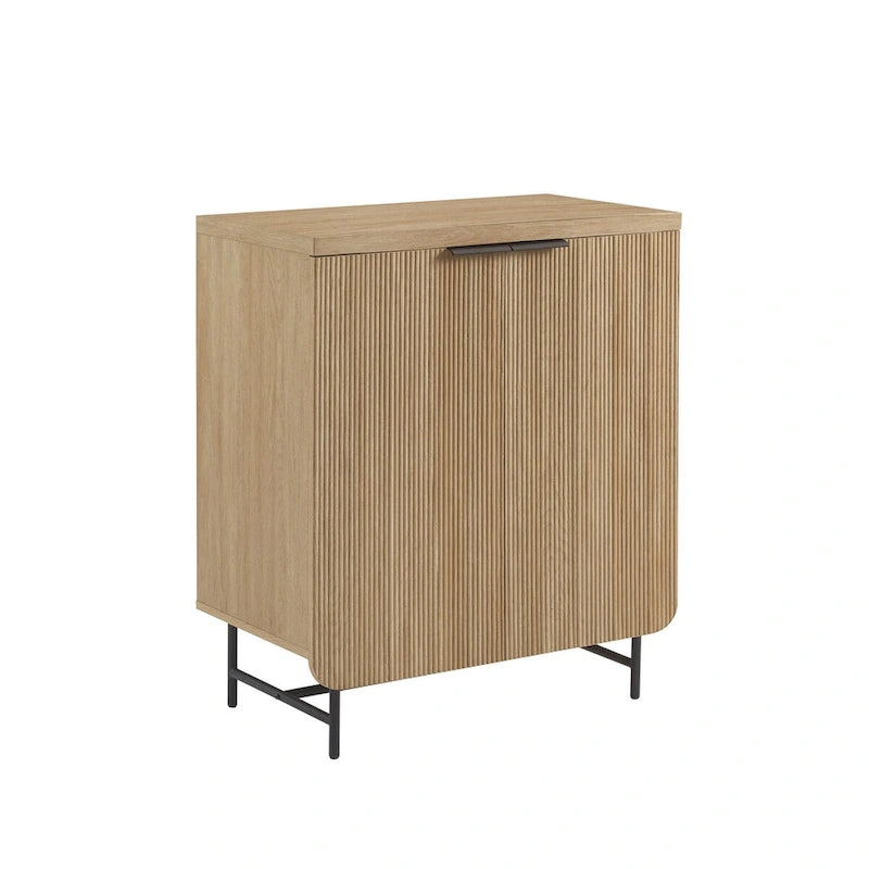 Modern Scandi Fluted-Door Storage Console for Living Room, Bedroom and Office - Coastal Oak