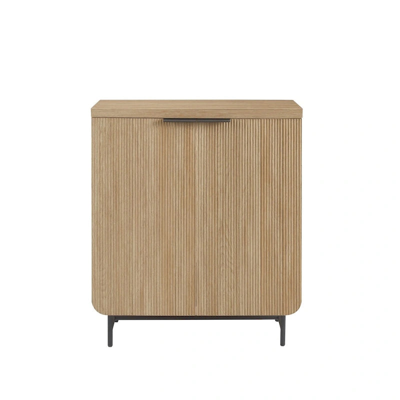 Console de rangement moderne scandinave à portes cannelées pour salon, chambre et bureau - chêne côtier