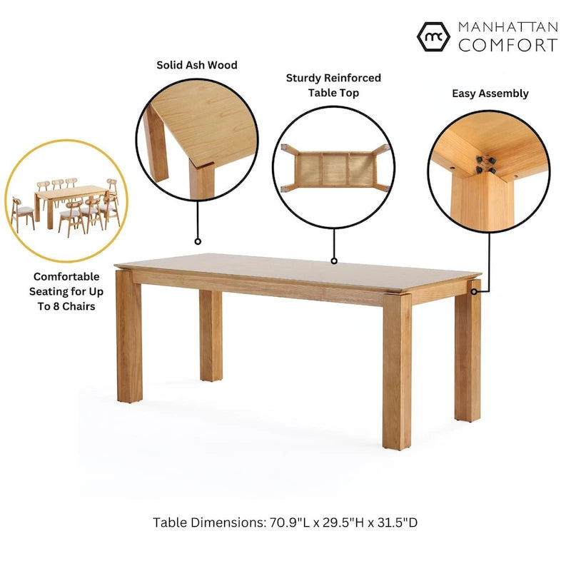 Table à manger moderne en bois massif 70.86