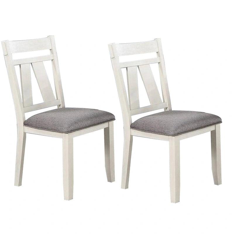 24 Inch Classic Dining Side Chair, Padded Seat, Set of 2, Gray, White