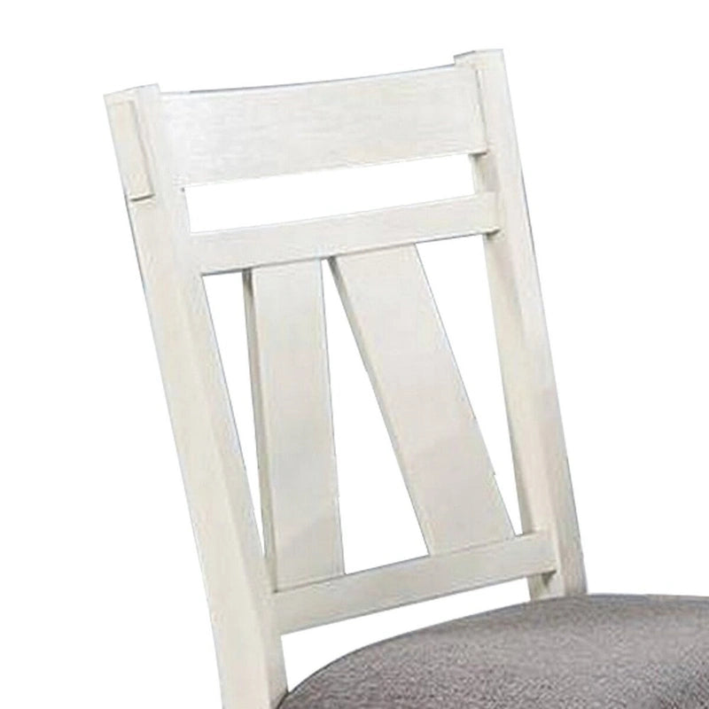 24 Inch Classic Dining Side Chair, Padded Seat, Set of 2, Gray, White