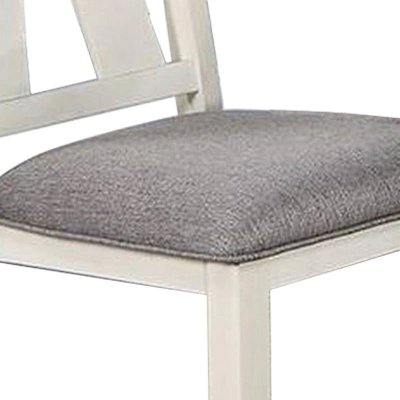 Chaise latérale classique de salle à manger de 24 pouces, assise rembourrée, lot de 2, gris, blanc