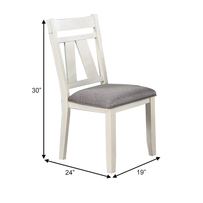 24 Inch Classic Dining Side Chair, Padded Seat, Set of 2, Gray, White