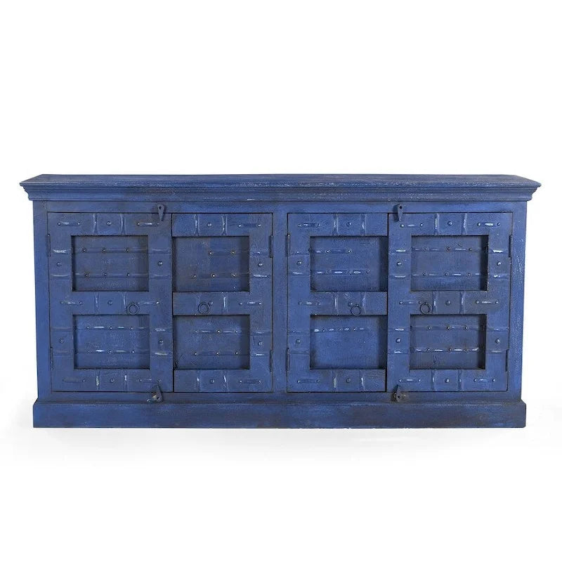 Buffet en bois bleu avec portes, 72