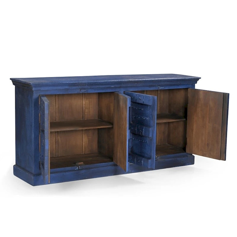 Buffet en bois bleu avec portes, 72