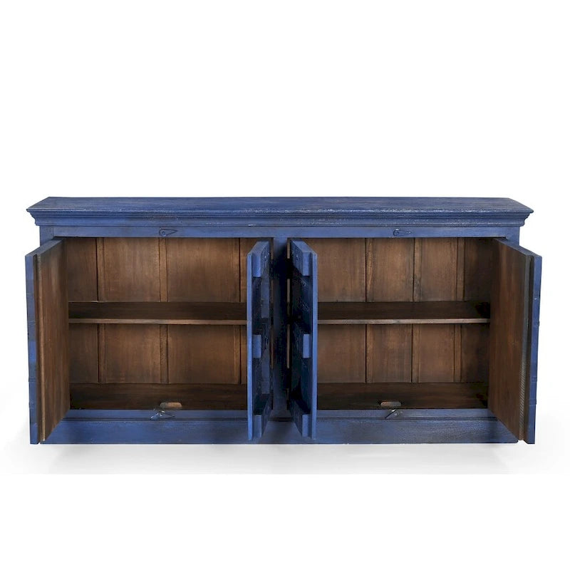 Buffet en bois bleu avec portes, 72