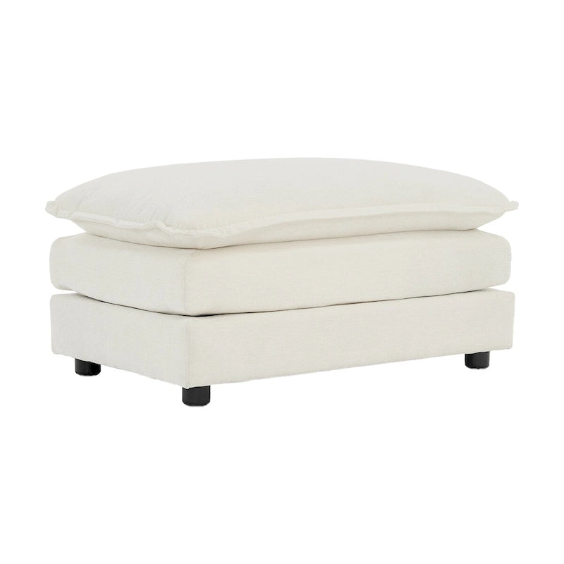 Chenille Fabric Ottomans Footrest to Combine with 2 Seater Sofa, 3 Seater Sofa and 4 Seater Sofa, White Chenille